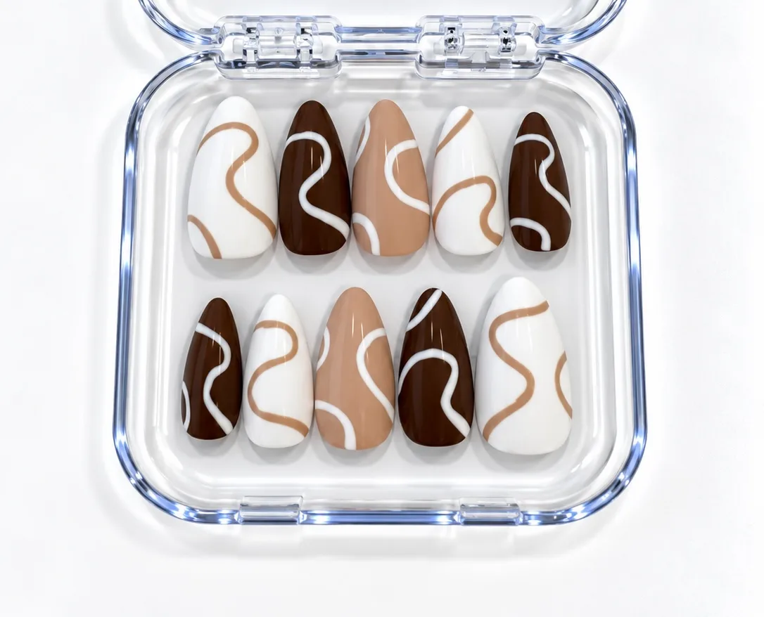 Shades of Brown custom press-on nail inspiration