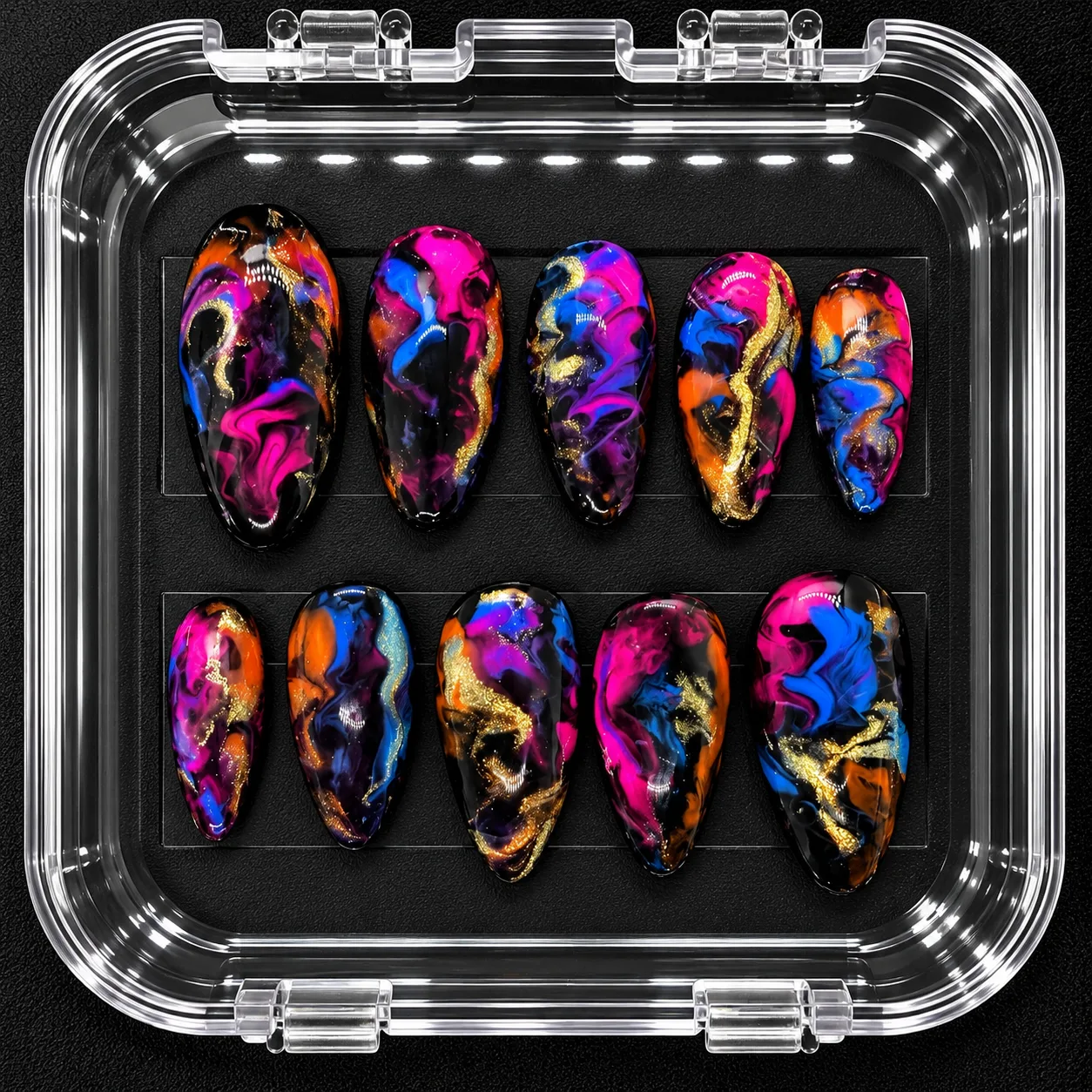 Oil Spill custom press-on nail inspiration