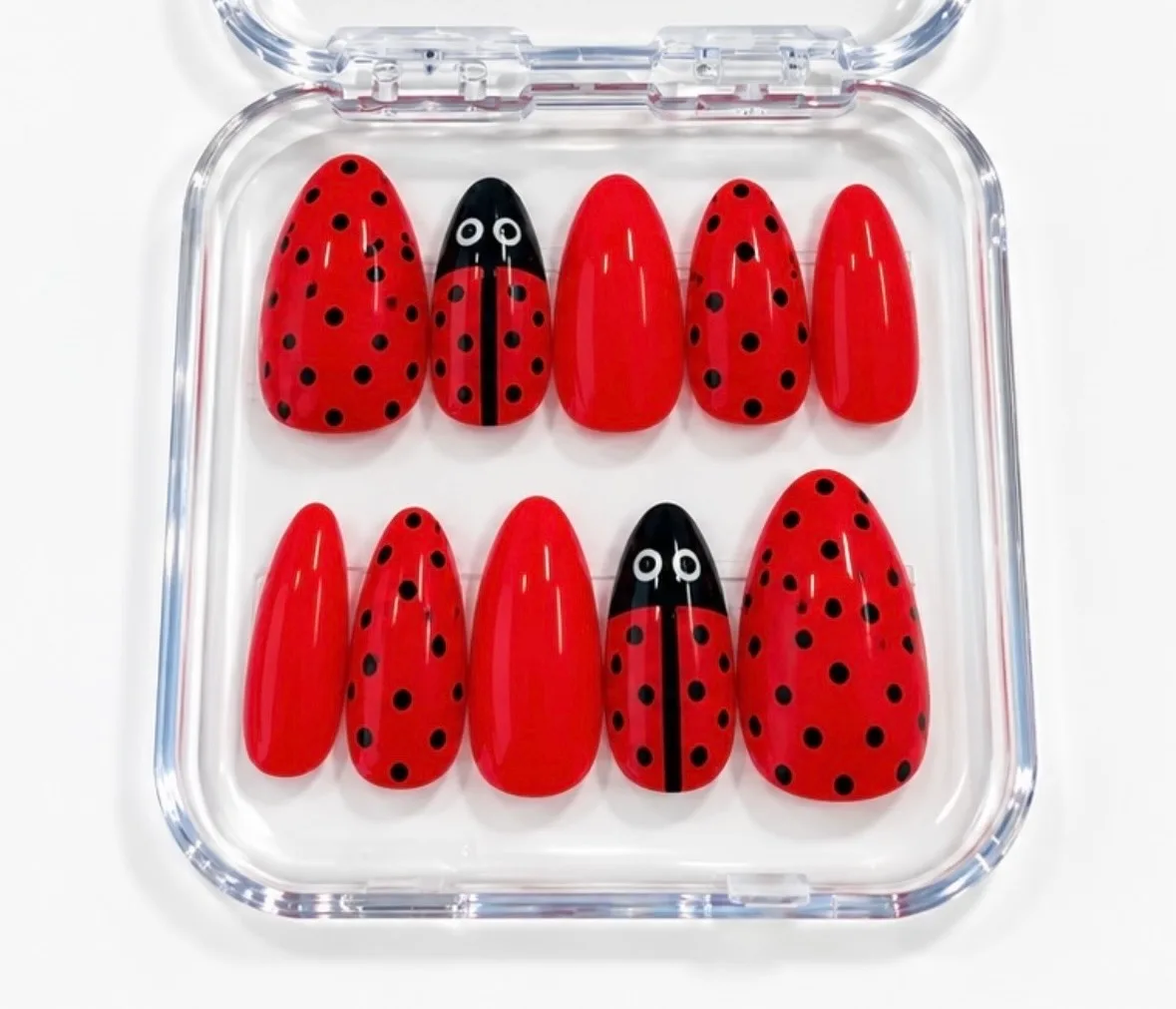 Lady Bug custom press-on nail inspiration