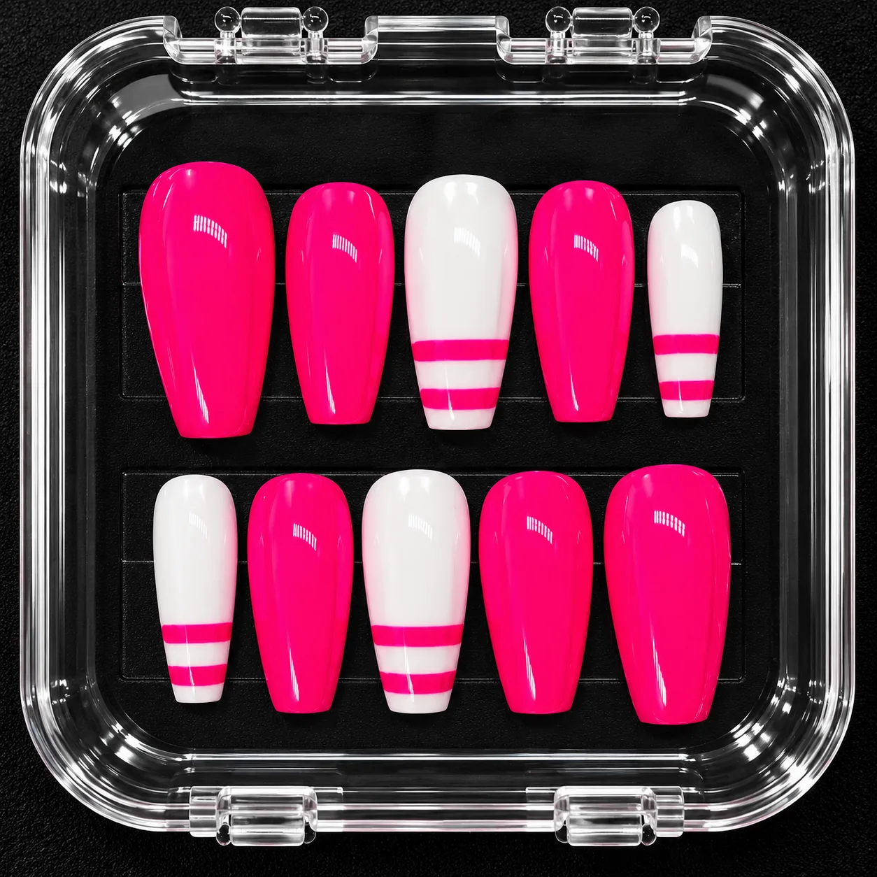 Hot Pink Streak custom press-on nail inspiration