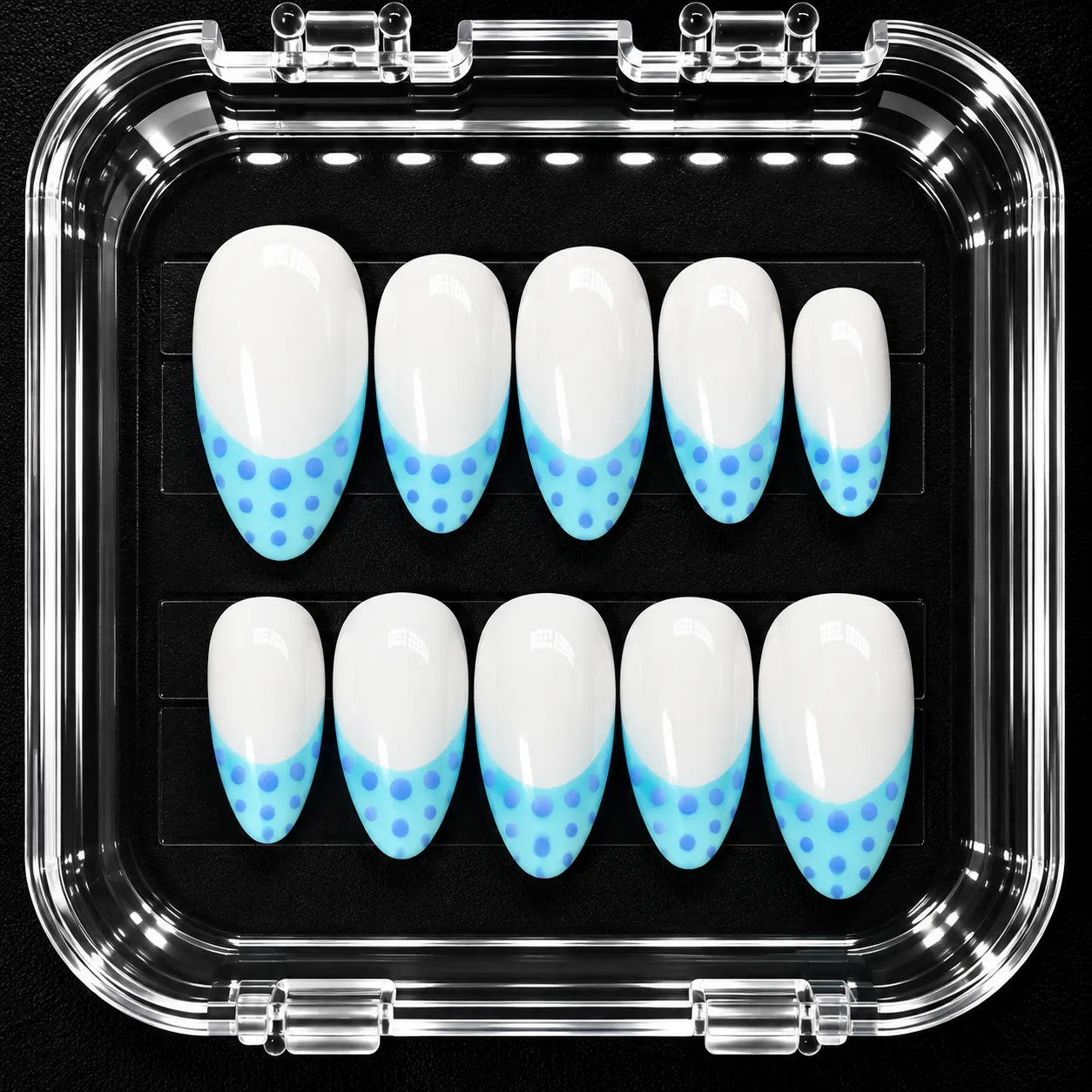 Frosty Dots custom press-on nail inspiration