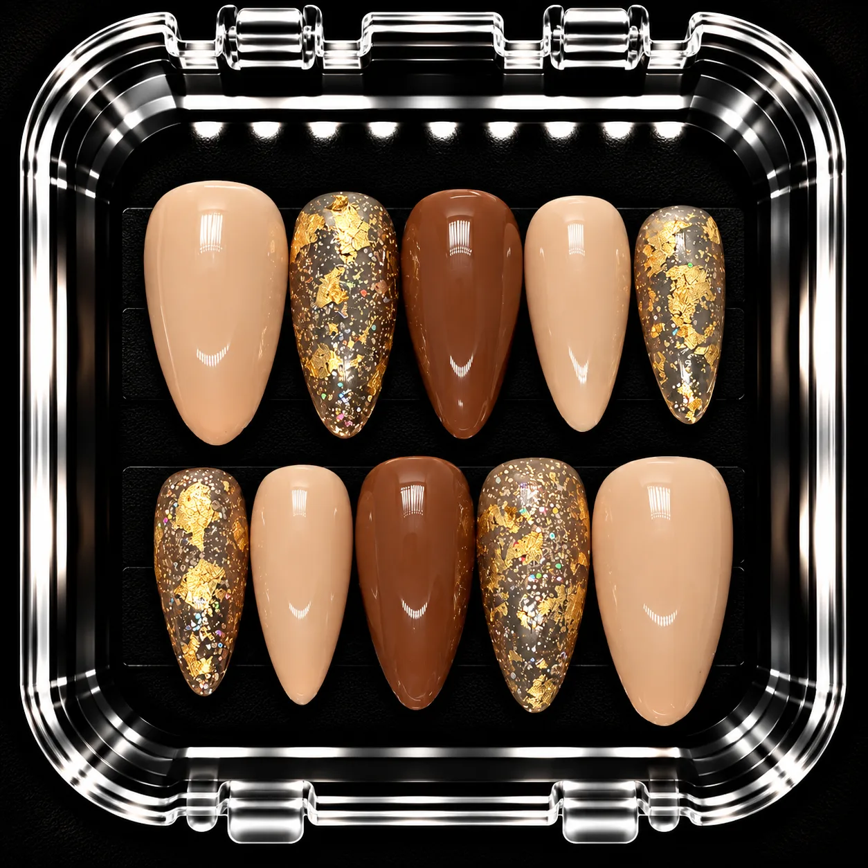 Gold Rush custom press-on nail inspiration