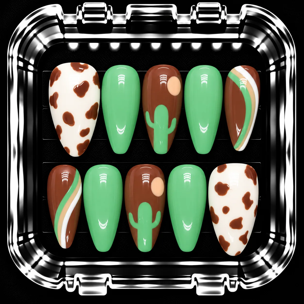 Moo Matcha custom press-on nail inspiration