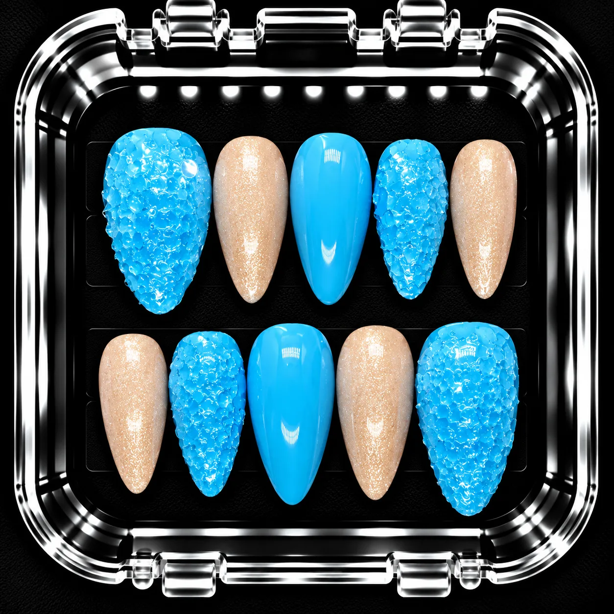Blue Lagoon custom press-on nail inspiration