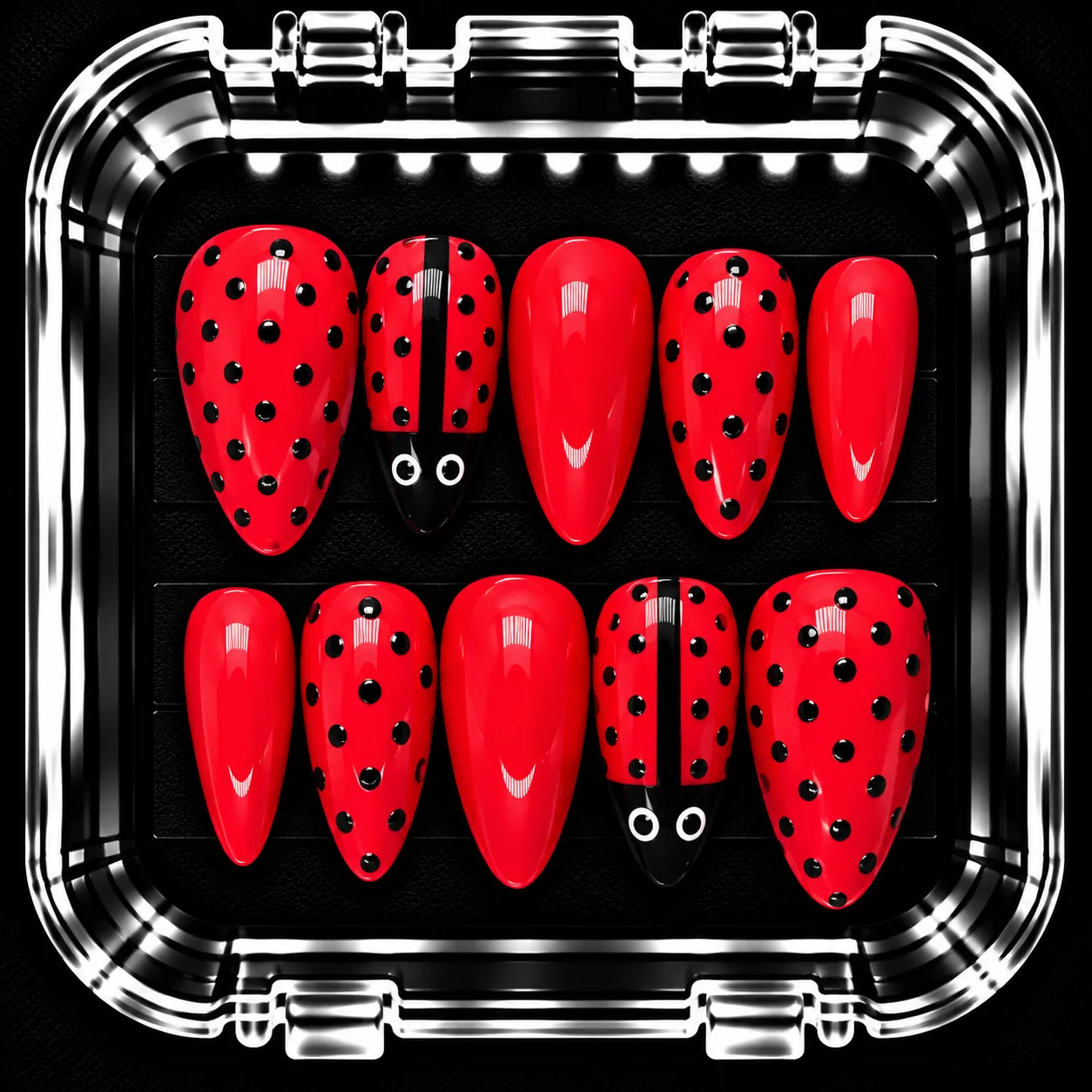 Ladybug custom press-on nail inspiration