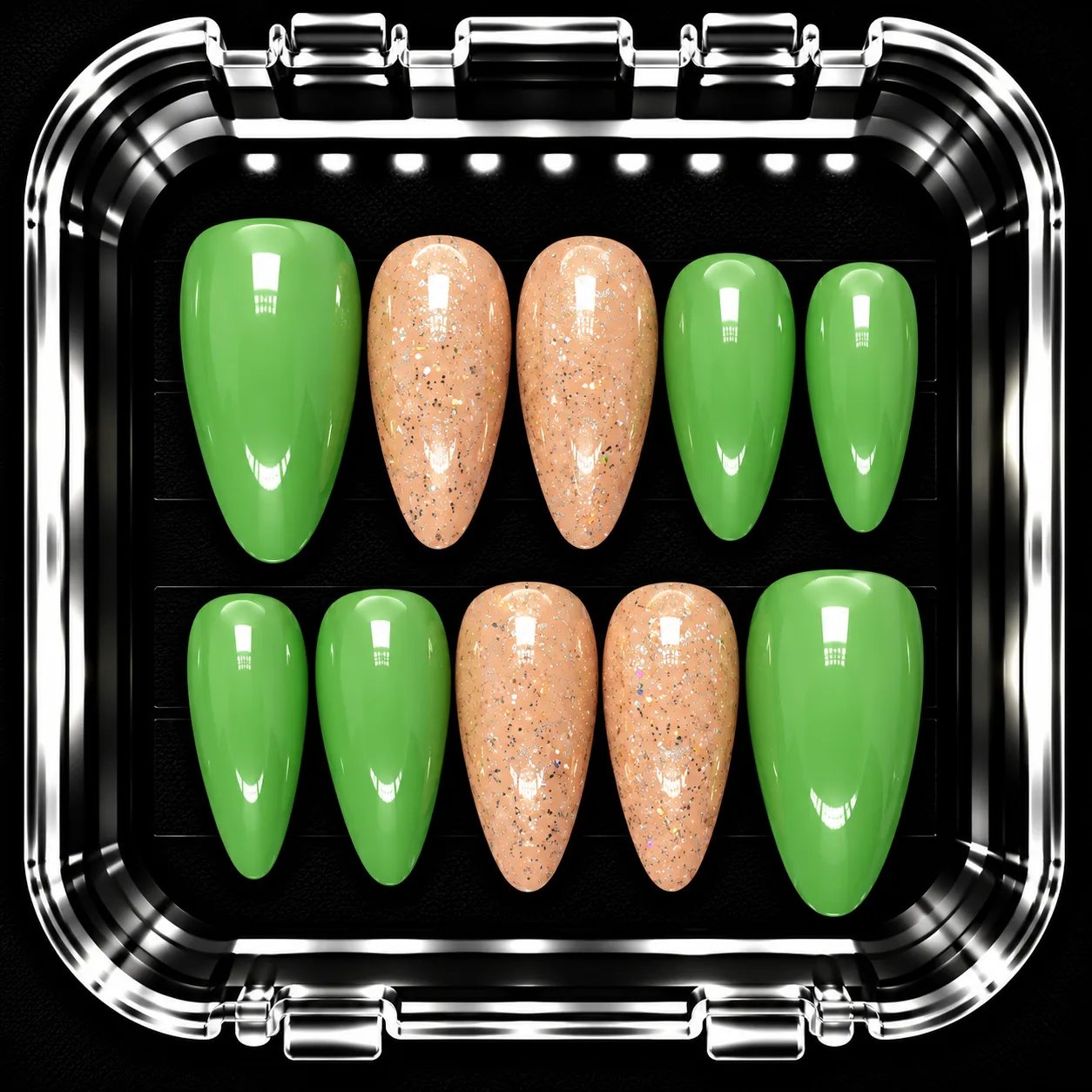 Sage + Sparkle custom press-on nail inspiration